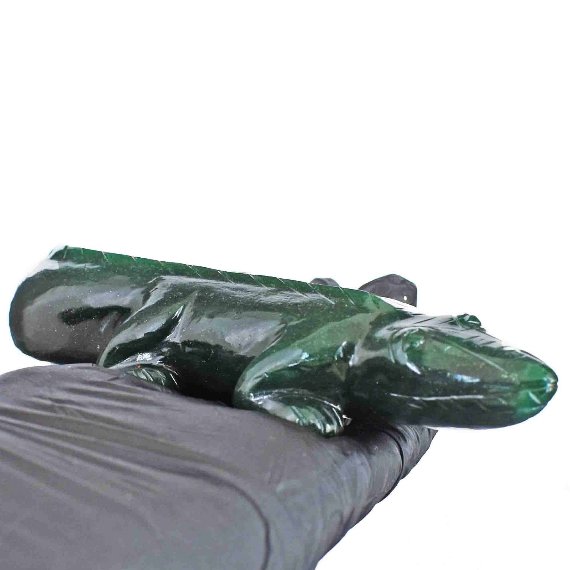 Amazing 988.00 Cts Genuine Green Jade Hand Carved Lizard 2026 Collection