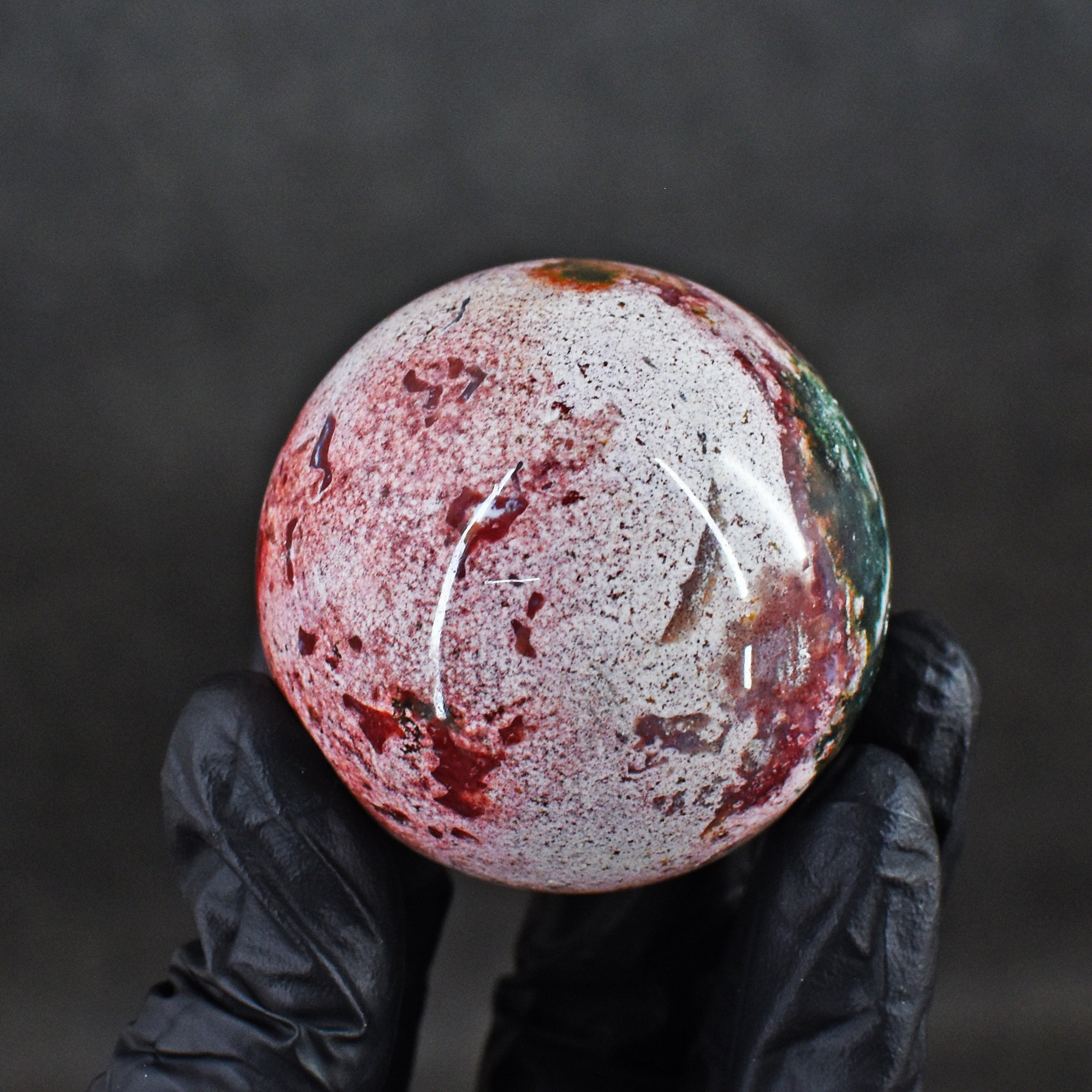 Massive 612.00 Cts Genuine Bloodstone Hand Carved Healing Crystal Gemstone Sphere
