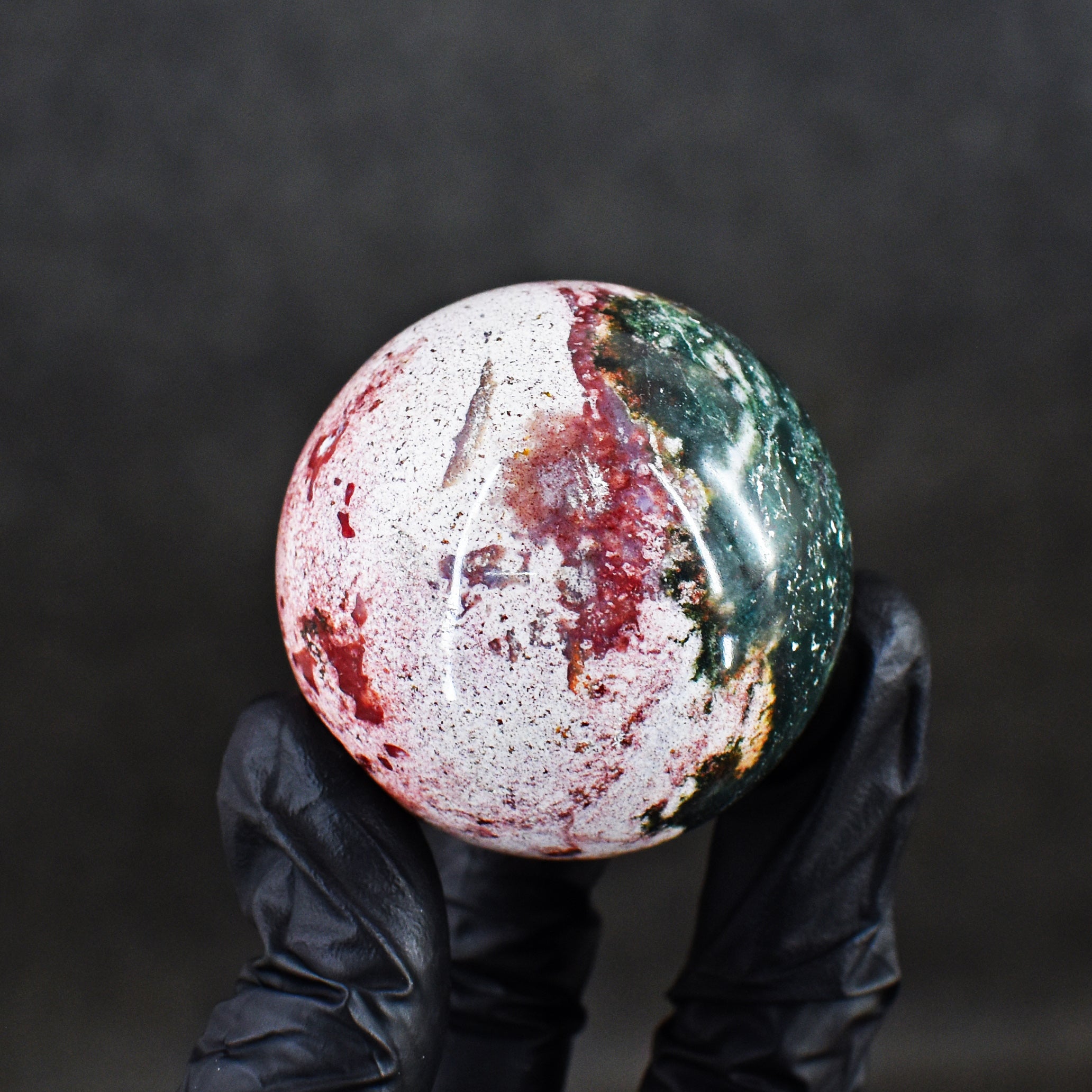 Massive 612.00 Cts Genuine Bloodstone Hand Carved Healing Crystal Gemstone Sphere