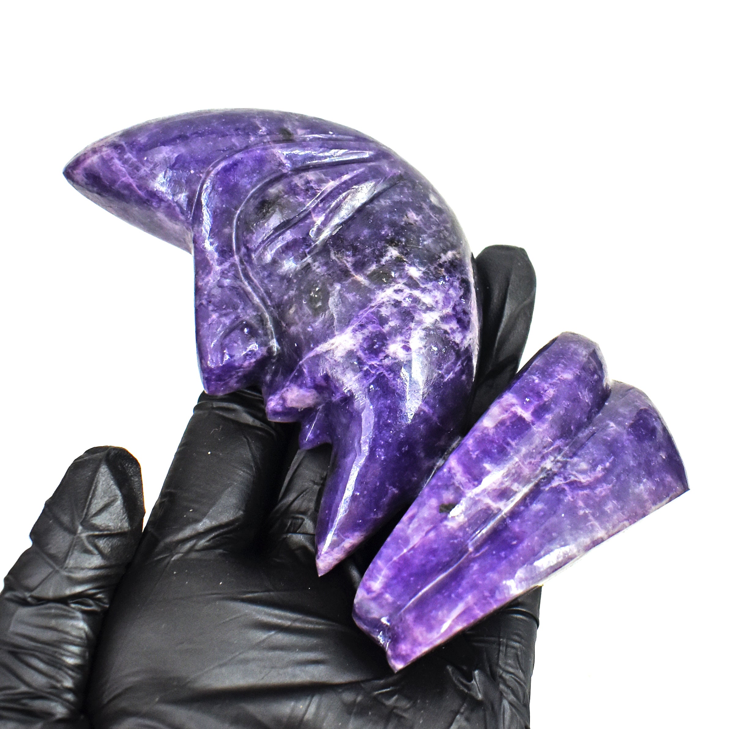 Natural 1258.00 Carats Genuine Lepidolite Moon With Stand Hand Carved Gemstone Carving