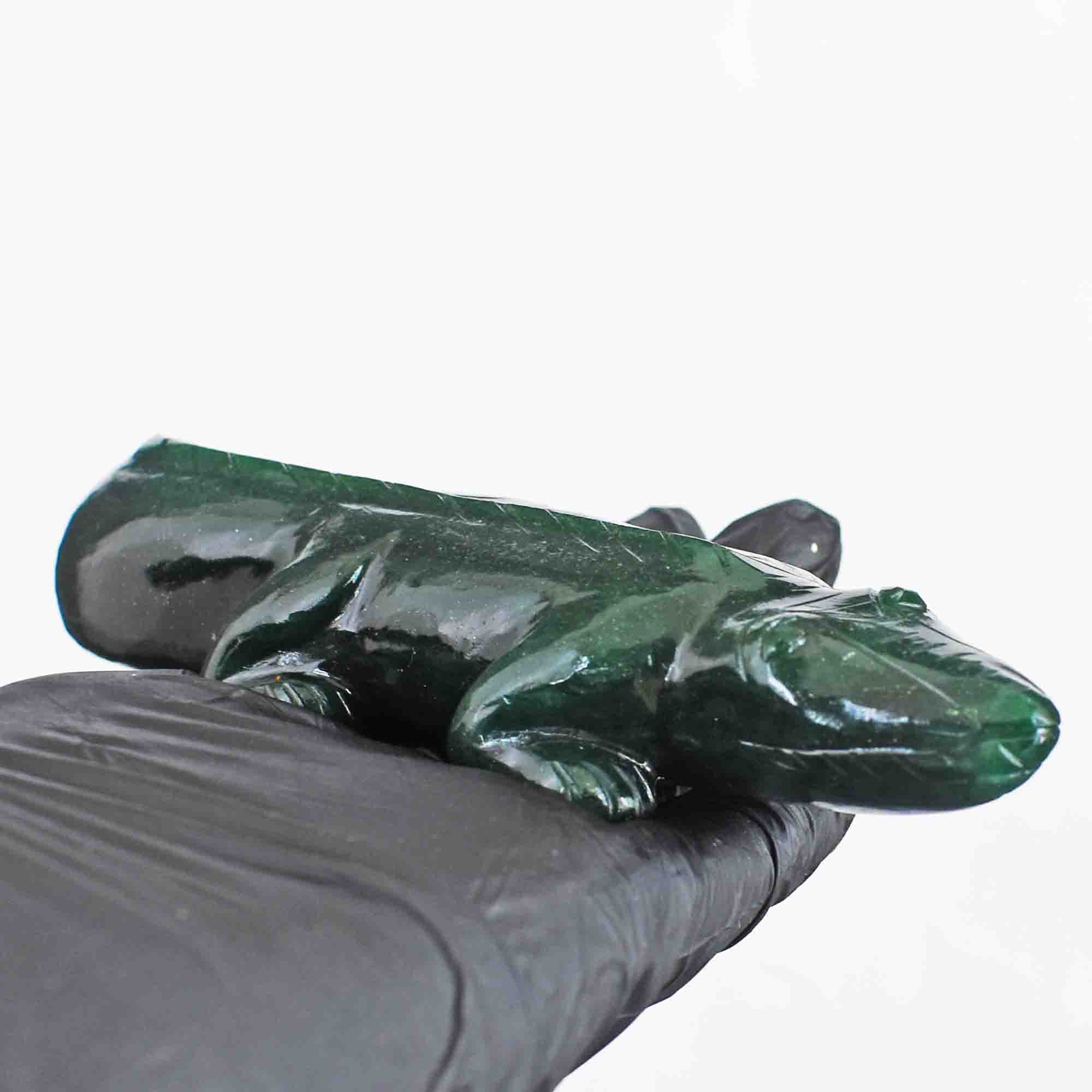 Amazing 988.00 Cts Genuine Green Jade Hand Carved Lizard 2026 Collection