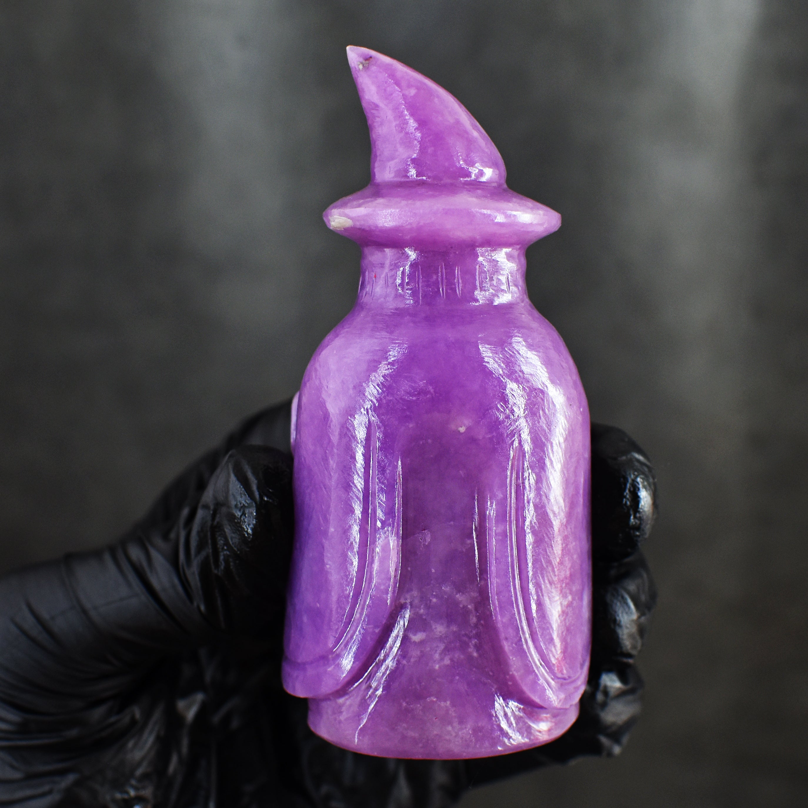 Beautiful 547.00 Carats Genuine Amethyst Hand Carved Crystal Gemstone Wizard Carving