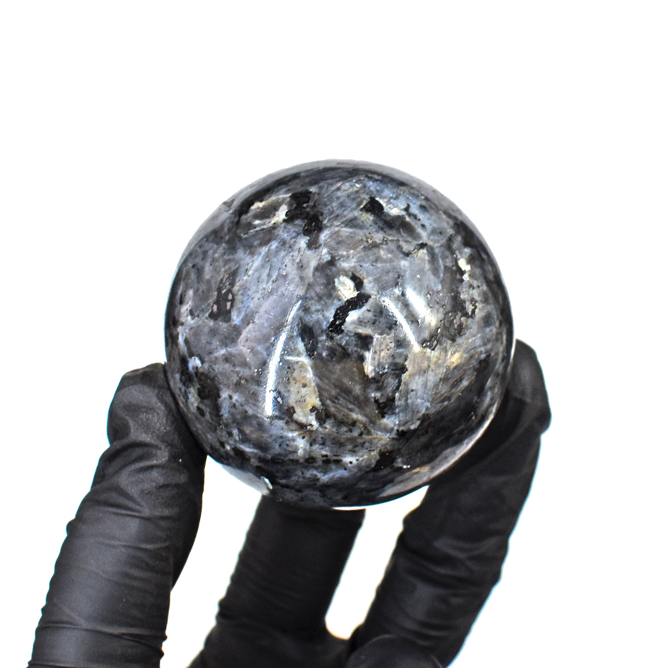 Amazing 900.00 Cts Genuine Larvikite Hand Carved Healing Sphere