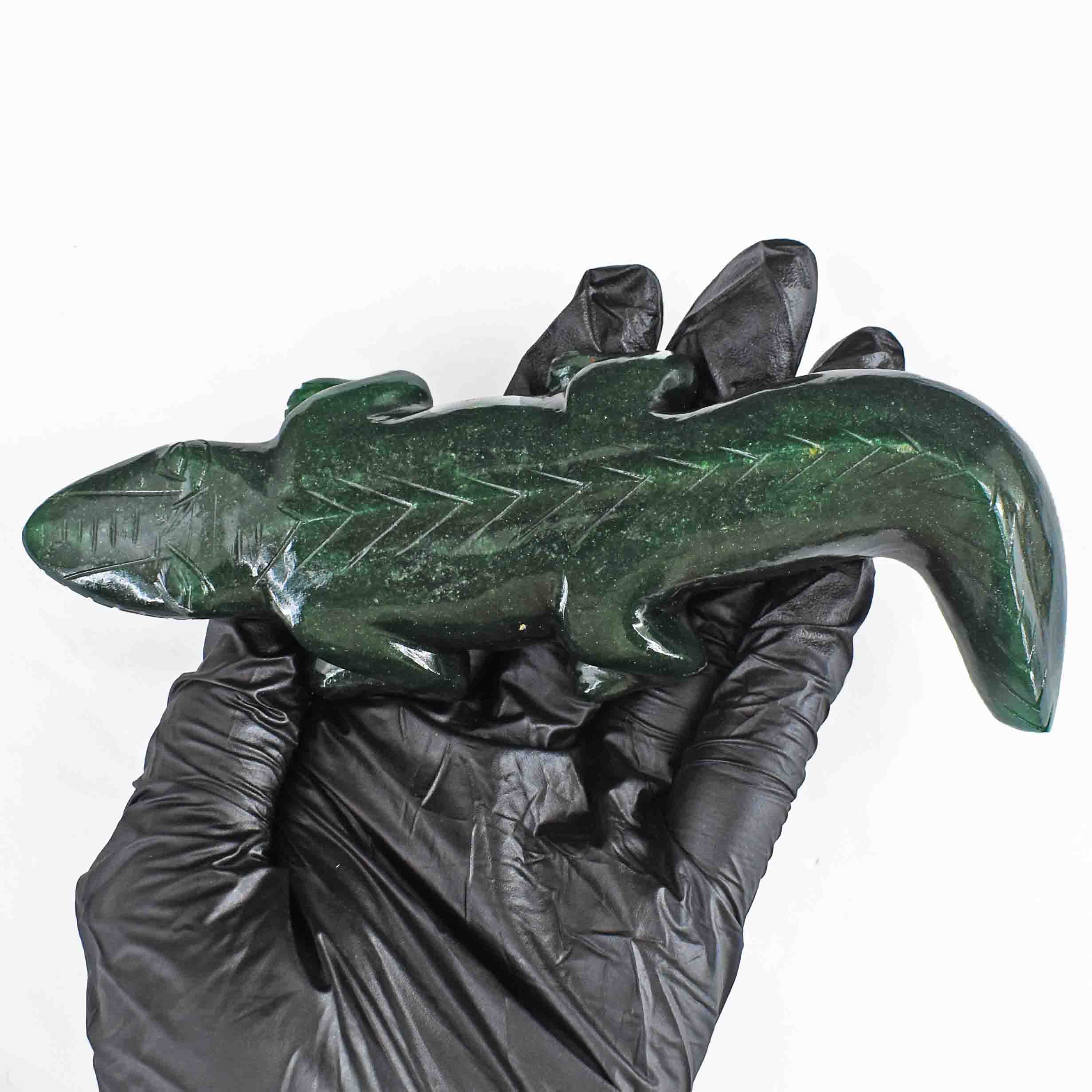 Amazing 988.00 Cts Genuine Green Jade Hand Carved Lizard 2026 Collection