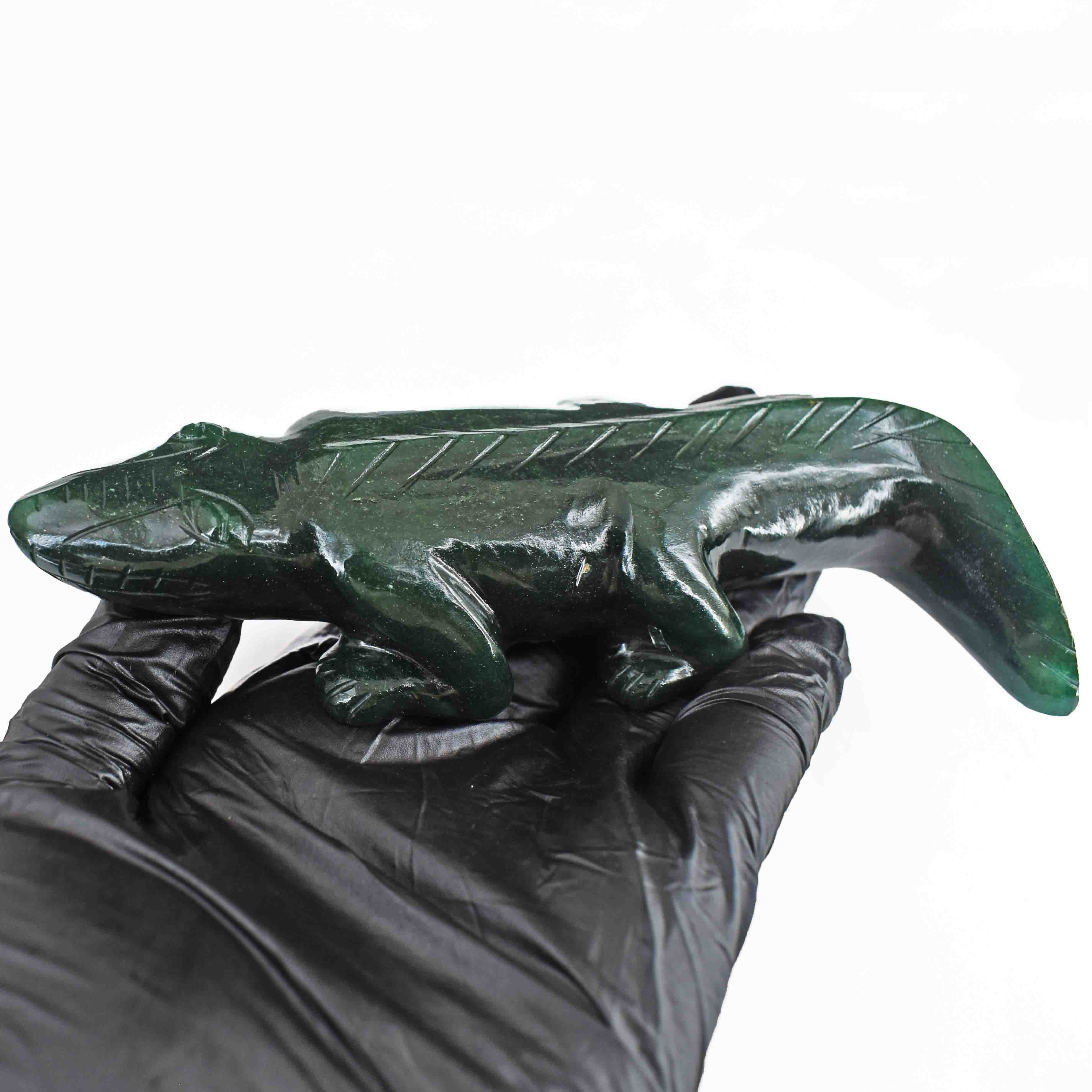 Amazing 988.00 Cts Genuine Green Jade Hand Carved Lizard 2026 Collection