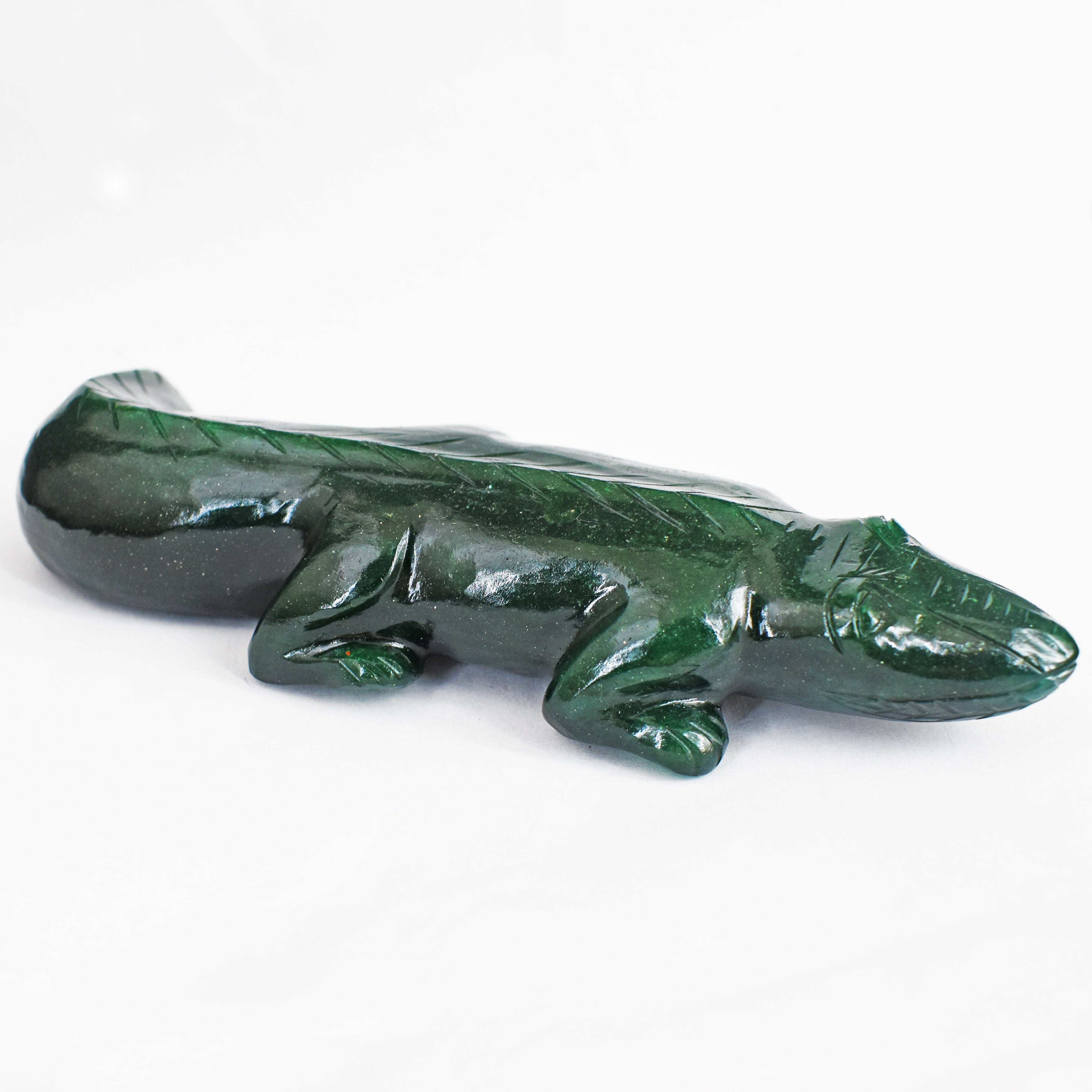 Amazing 988.00 Cts Genuine Green Jade Hand Carved Lizard 2026 Collection