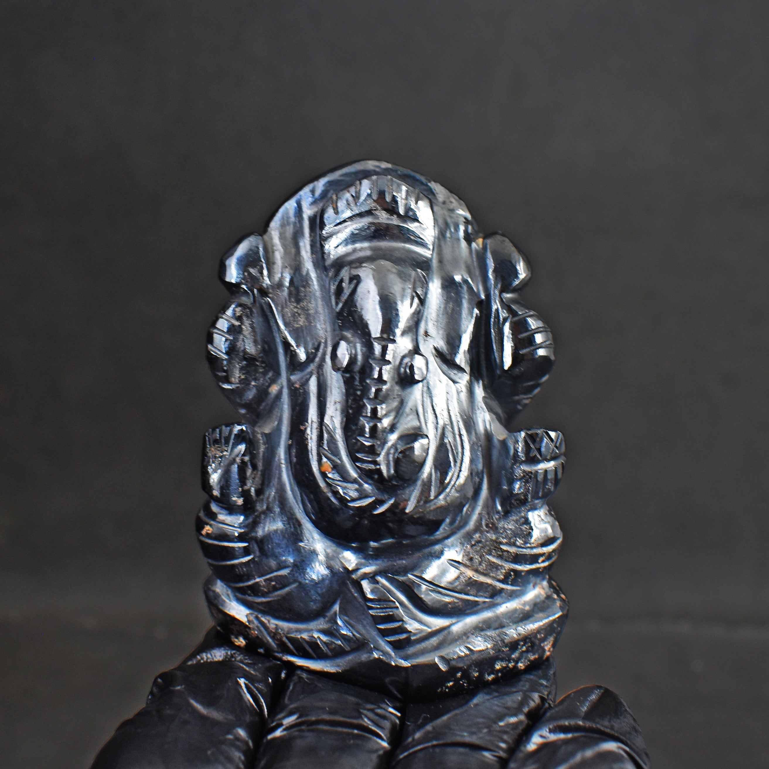 Artisian 1230.00 Carats Genuine Hematite Divine Hand Carved Crystal Gemstone Lord Ganesha Carving