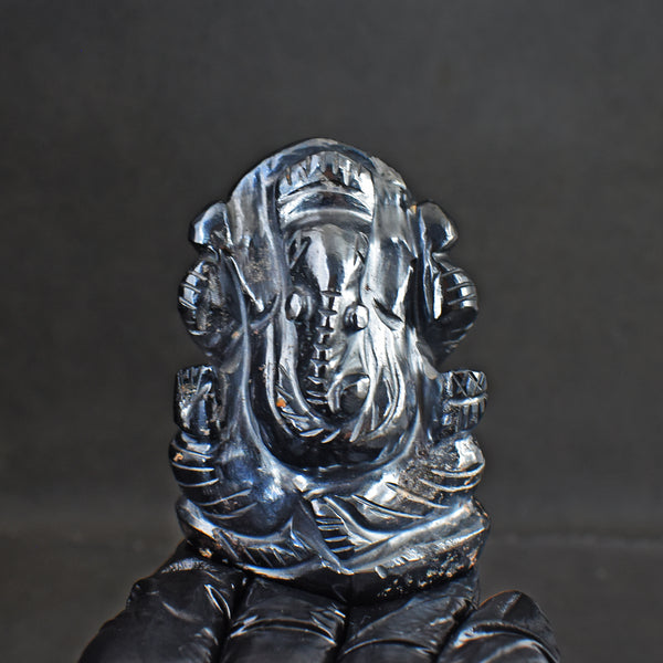 Artisian 1230.00 Carats Genuine Hematite Divine Hand Carved Crystal Gemstone Lord Ganesha Carving