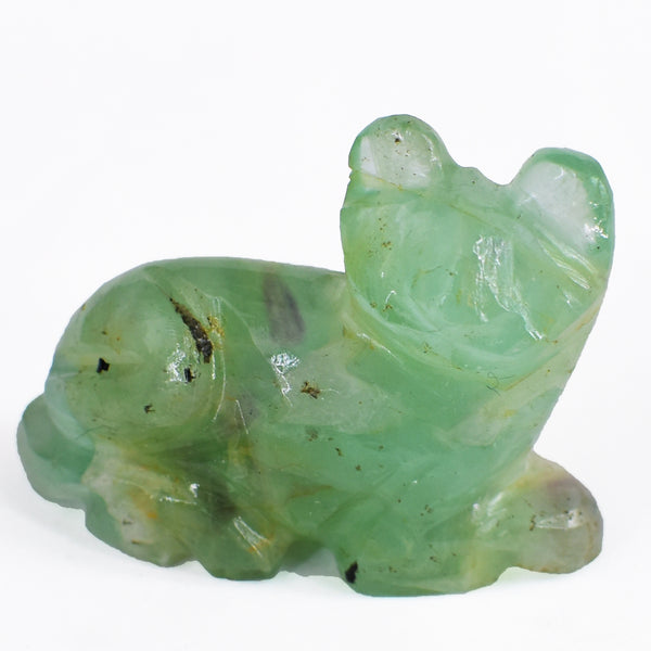 Natural 144.00 Cts Genuine Green Fluorite Hand Carved Gemstone Cat Carving 2026 Collection