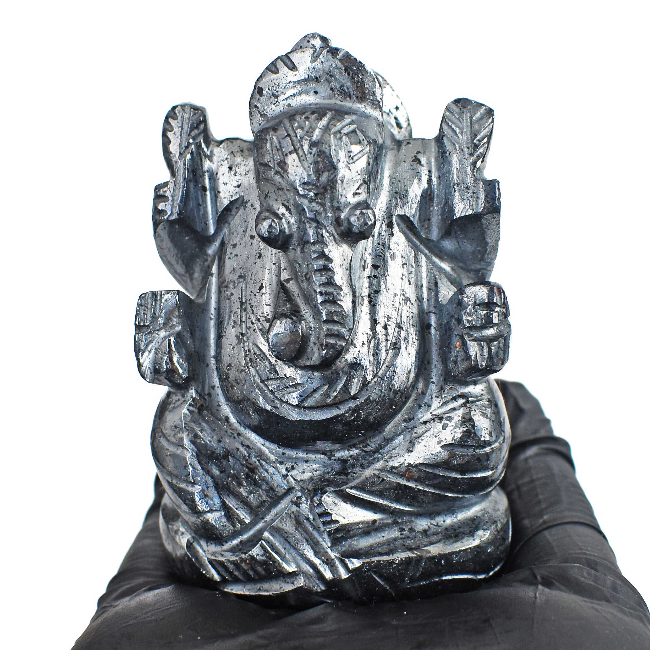 Artisian 1223.00 Carats Genuine Hematite Divine Hand Carved Crystal Gemstone Lord Ganesha Carving