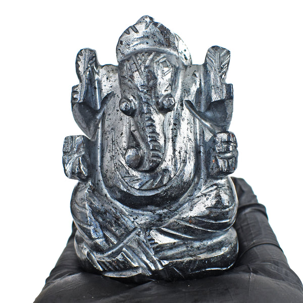 Artisian 1223.00 Carats Genuine Hematite Divine Hand Carved Crystal Gemstone Lord Ganesha Carving