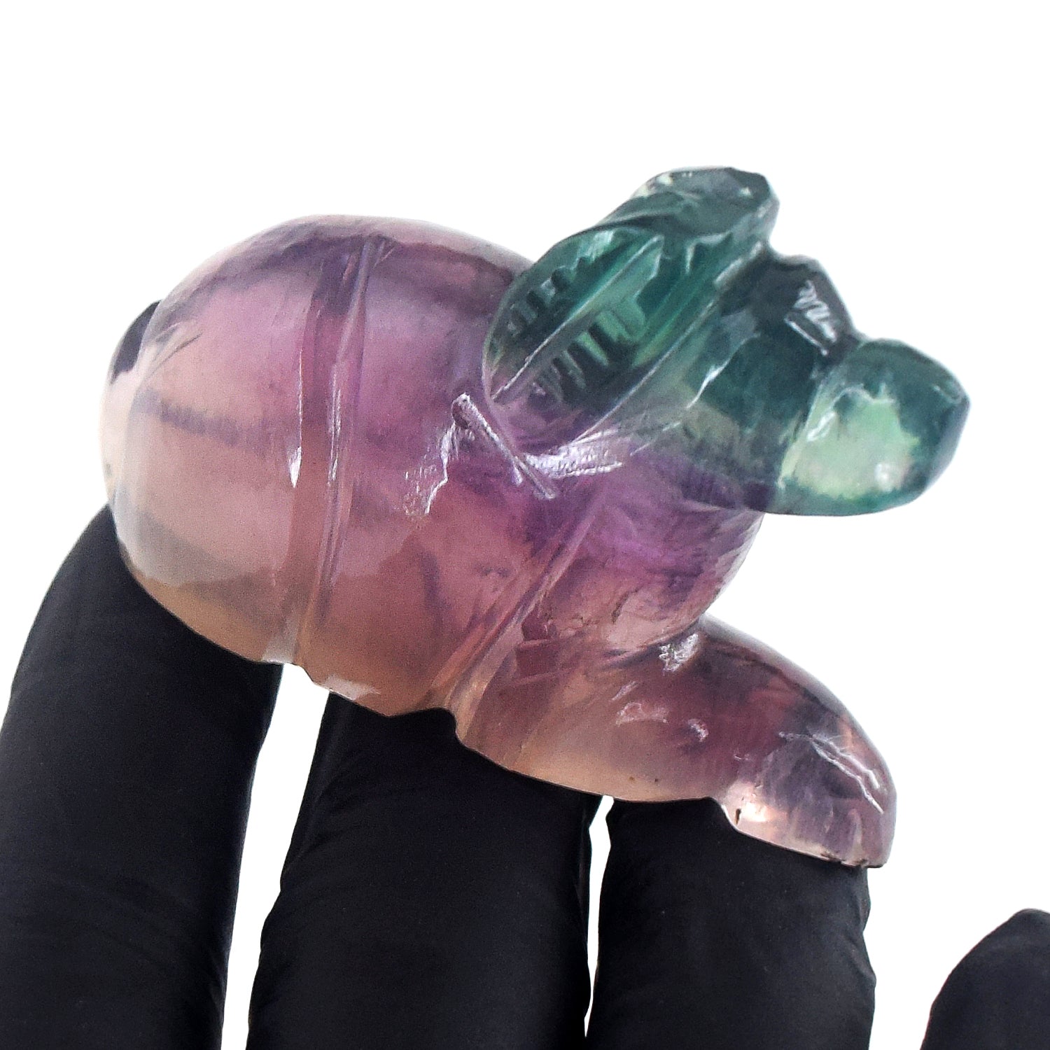 Morbid 353.00 Cts Genuine Multicolor Fluorite Carved Premium Dog Crystal