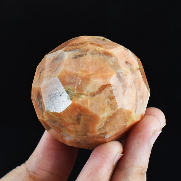 Beautiful 632.00 Cts Genuine Peach Moonstone Hand Carved Faceted Healing Gemstone Sphere