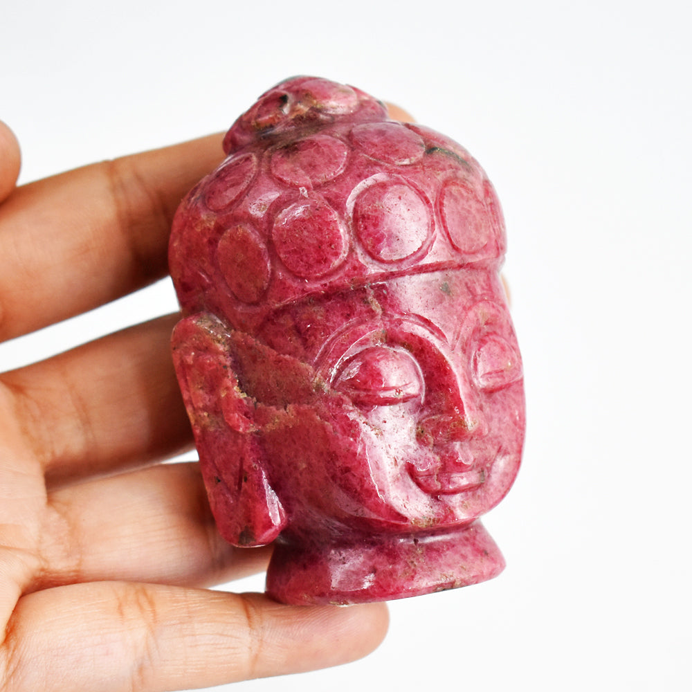 Artisian 1449.00 Cts Genuine Rhodonite  Hand Carved Crystal Gemstone Buddha Head Carving