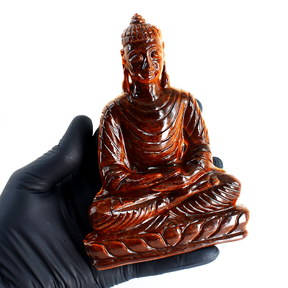 Alluring 1533.00 Cts Genuine Tiger Eye Hand Carved Premium Buddha Idol Statue