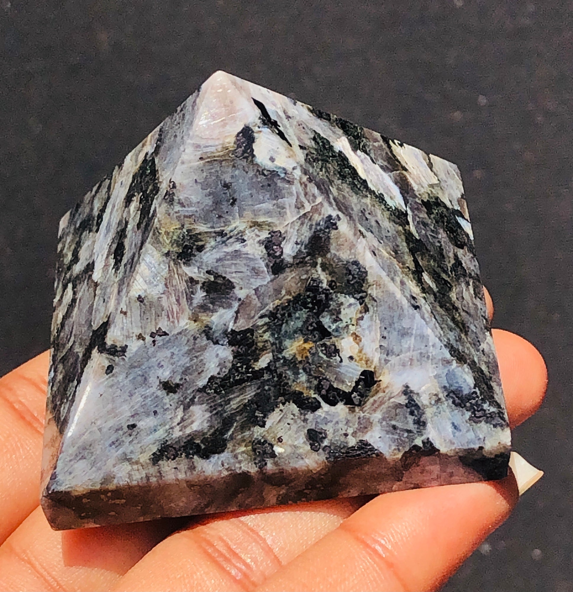 Stunning  672.00 Cts Genuine Larvikite Healing Crystal Specimen Divine Premium Pyramid