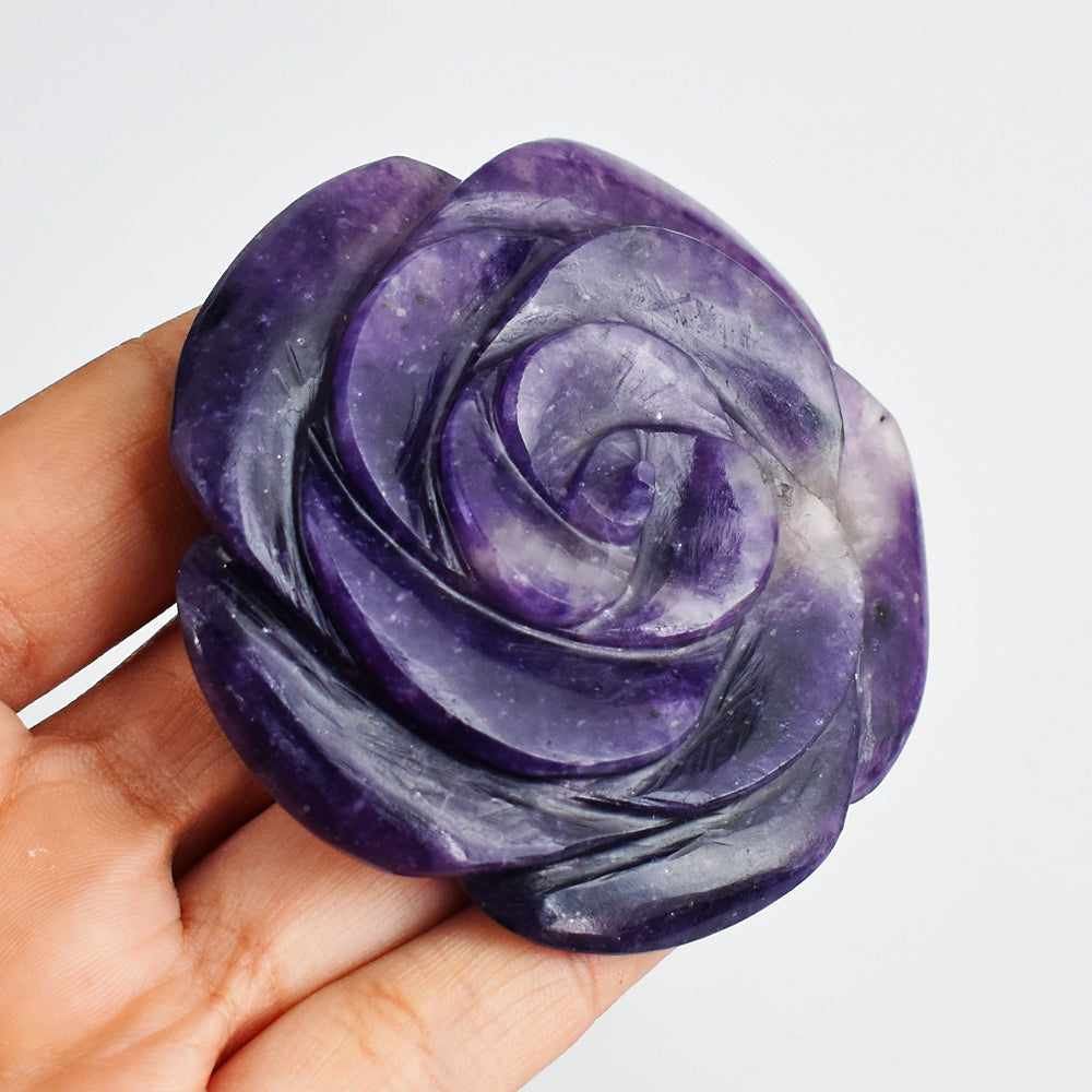 Beautiful 509.00 Carats  Genuine  Amethyst  Hand  Carved  Crystal Rose  Flower  Gemstone  Carving