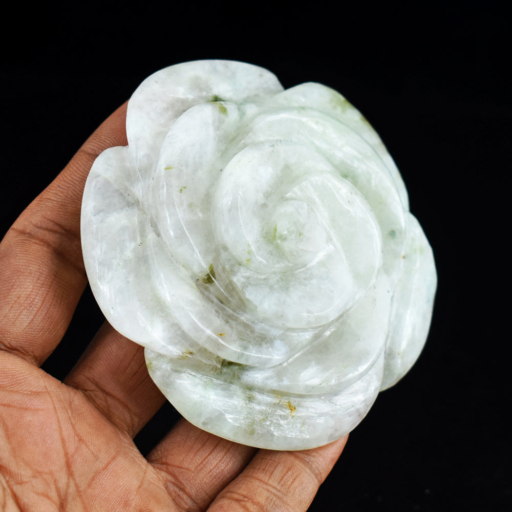 Beautiful  671.00 Carats  Genuine  Green  Aventurine  Hand Carved  Rose Gemstone Carving