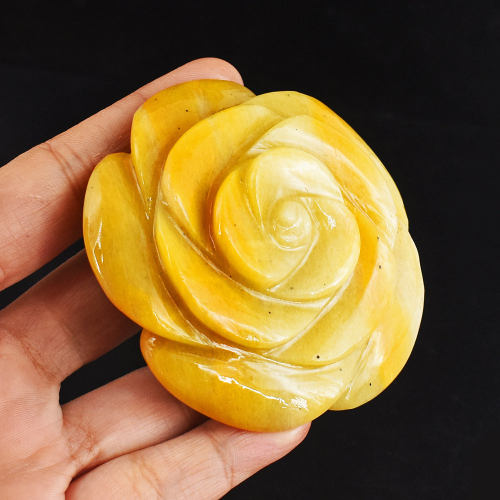 Beautiful 750.00 Carats  Genuine Aventurine Hand Carved Crystal Rose Flower Gemstone  Carving