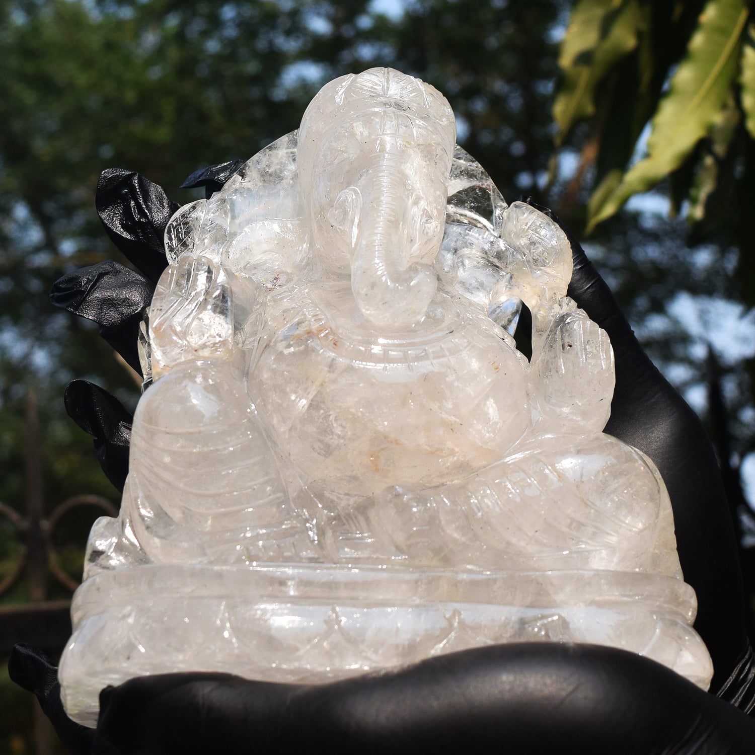 Stunning 9400.00 Cts Genuine White Quartz Hand Carved Gemstone Premium Ganesha Crystal