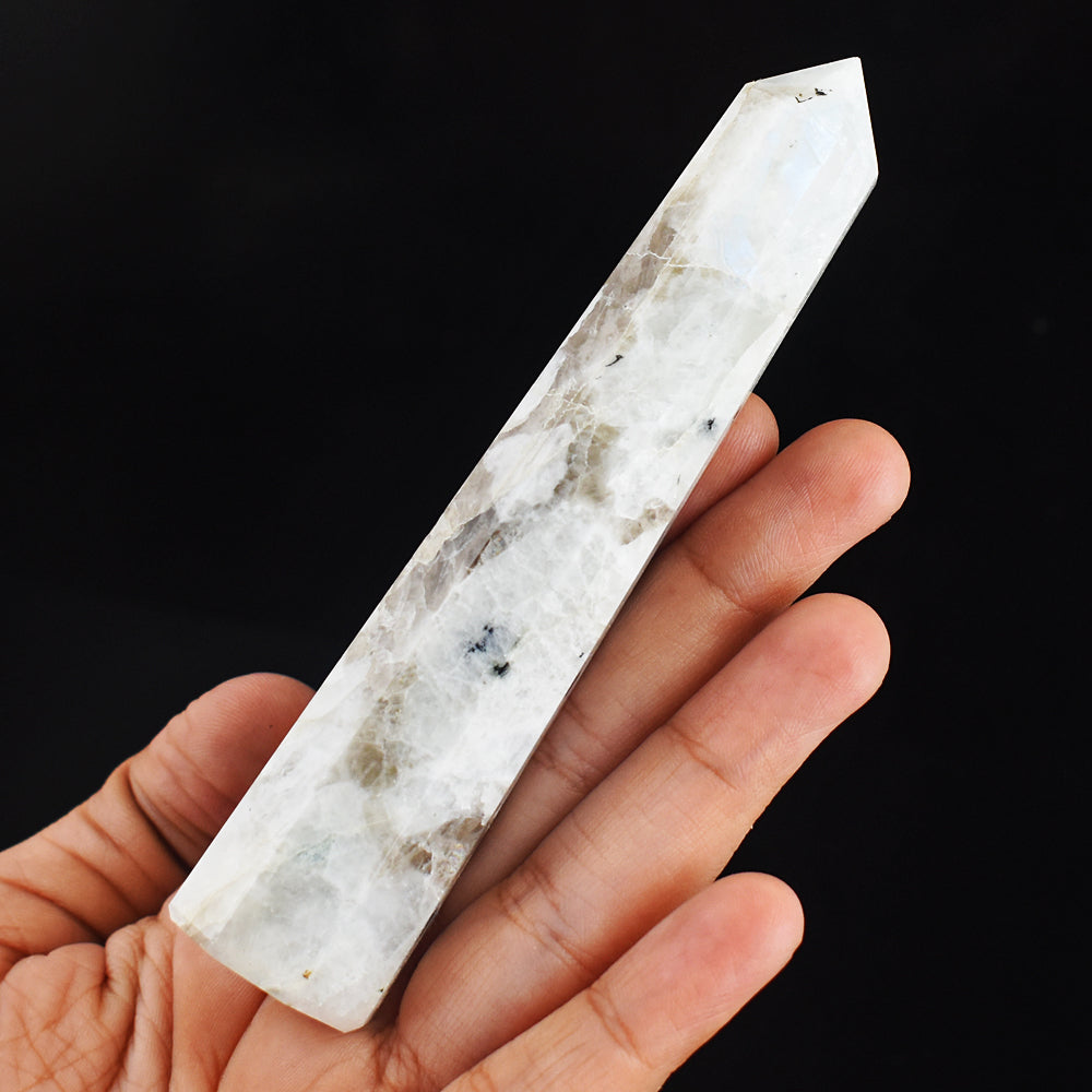 534.00 Carats  Genuine Blue Flash Moonstone  Hand Carved  Healing Crystal  Point Gemstone Carving