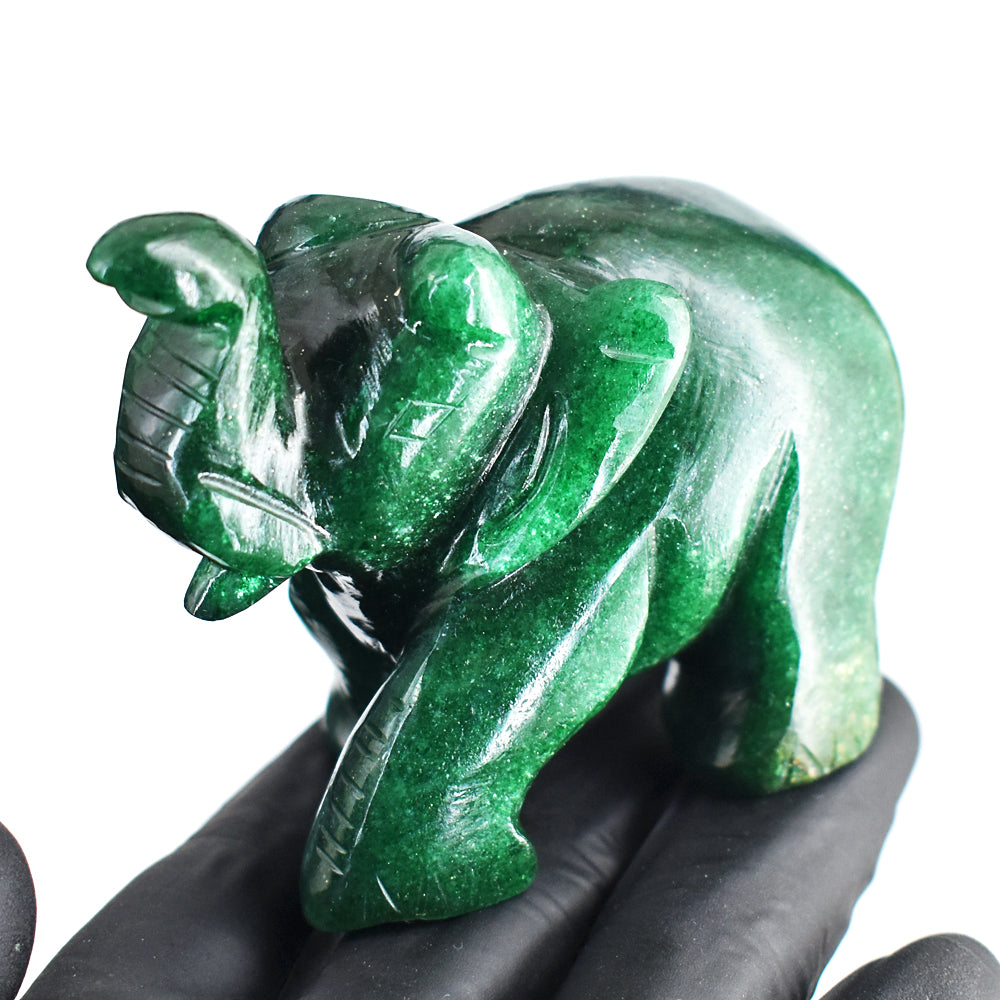 Stunning 1022.00 Cts Genuine Green Jade Hand Carved Crystal Gemstone Elephant Carving