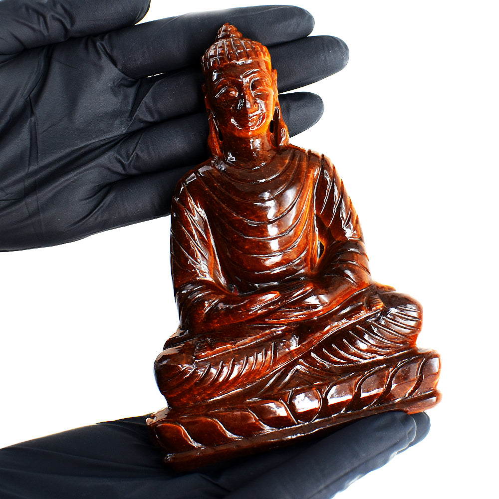 Alluring 1533.00 Cts Genuine Tiger Eye Hand Carved Premium Buddha Idol Statue