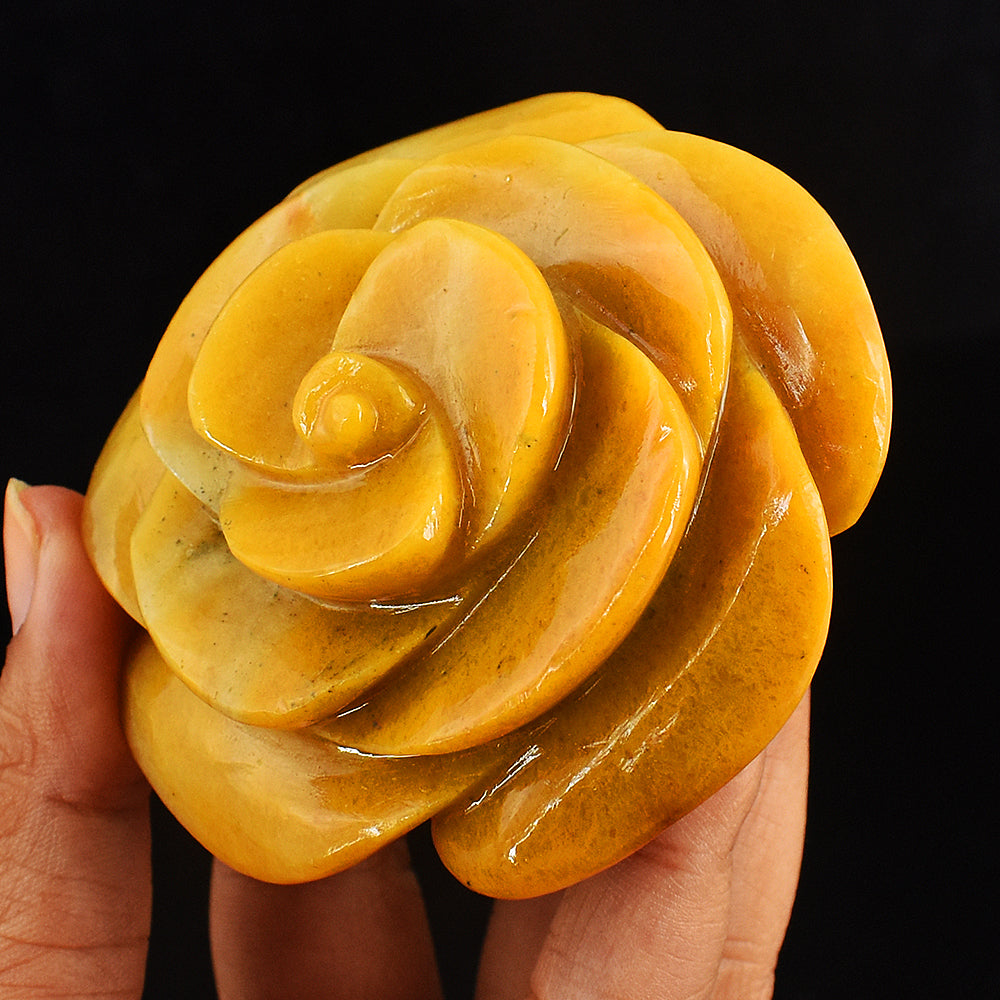 805.00 Carats  Genuine Beautiful  Aventurine  Hand  Carved Crystal  Rose  Gemstone  Carving