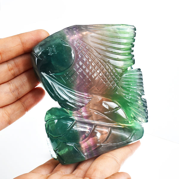 Amazing  3132.00  Carats  Genuine   Multicolor   Fluorite  Hand   Carved  Crystal  Gemstone   Carving  Fish