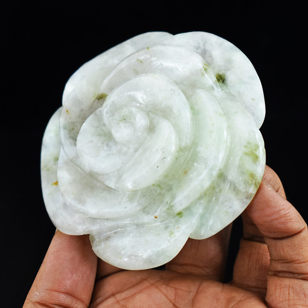 Beautiful  671.00 Carats  Genuine  Green  Aventurine  Hand Carved  Rose Gemstone Carving