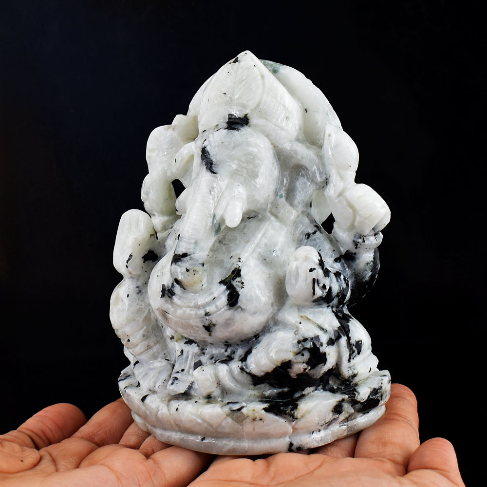 Amazing 5121.00 Cts Genuine Moonstone Hand Carved  Lord Ganesha Idol Gemstone Carving