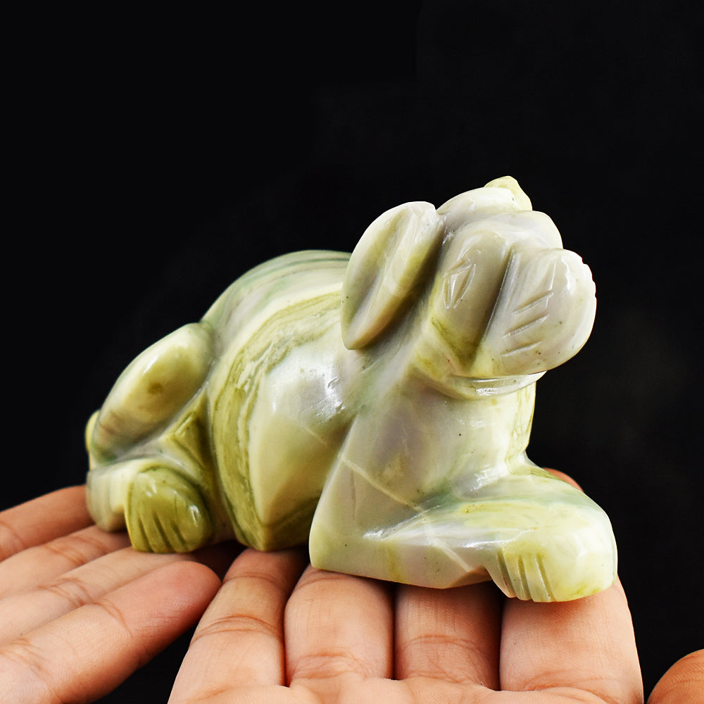 Amazing 1827.00 Carats  Genuine Serpentine  Hand Carved Crystal Gemstone Dog Carving
