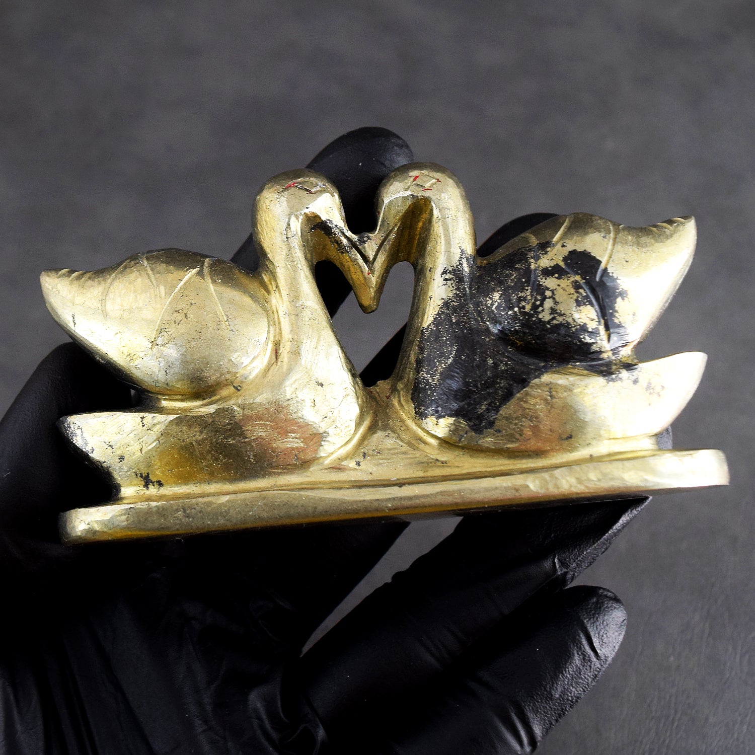 Stunning 1101.00 Cts Genuine Pyrite Hand Carved Premium Love Swan Pair