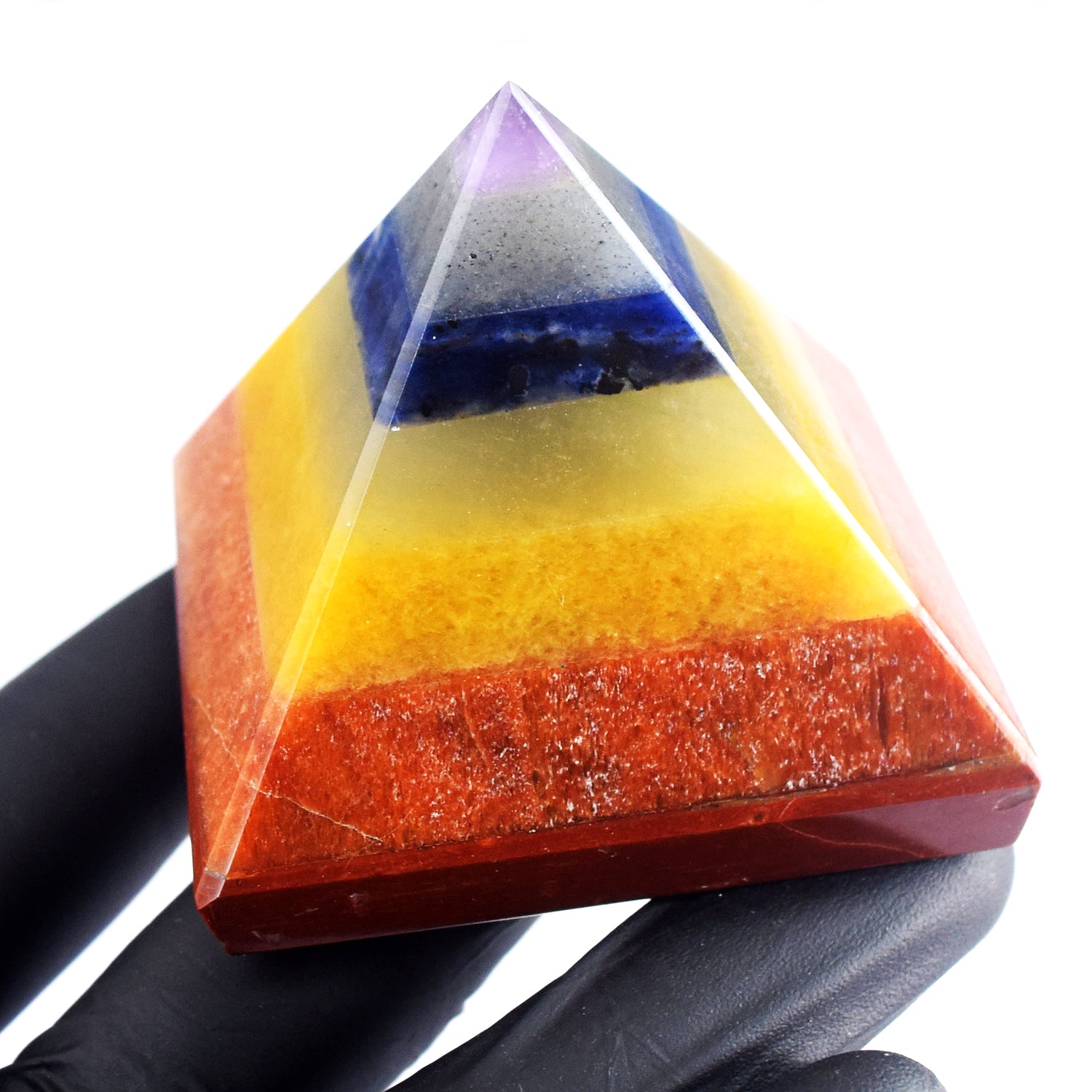 Lovely 859.00 Cts Genuine Seven Chakra Healing Divine Crystal Specimen Pyramid