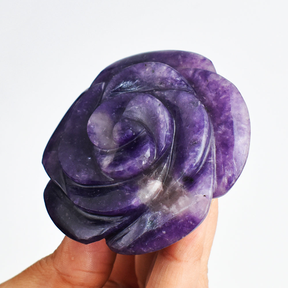 Beautiful 509.00 Carats  Genuine  Amethyst  Hand  Carved  Crystal Rose  Flower  Gemstone  Carving