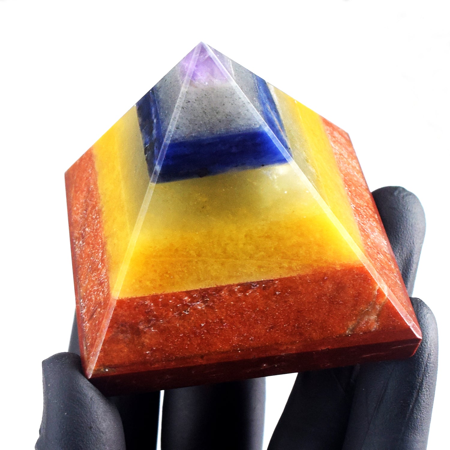 Lovely 859.00 Cts Genuine Seven Chakra Healing Divine Crystal Specimen Pyramid