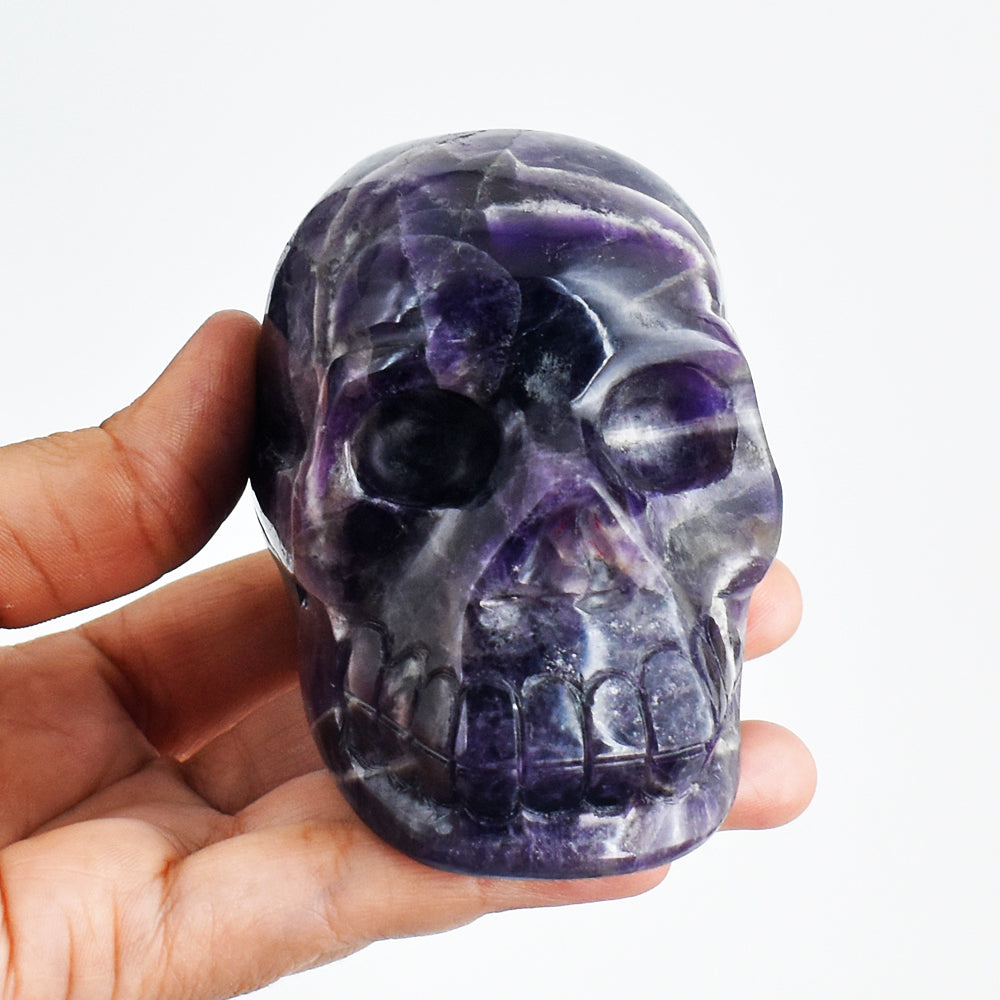 Artisian 2175.00  Cts Genuine Chevron Amethyst Hand Carved Gemstone  Skull Carving