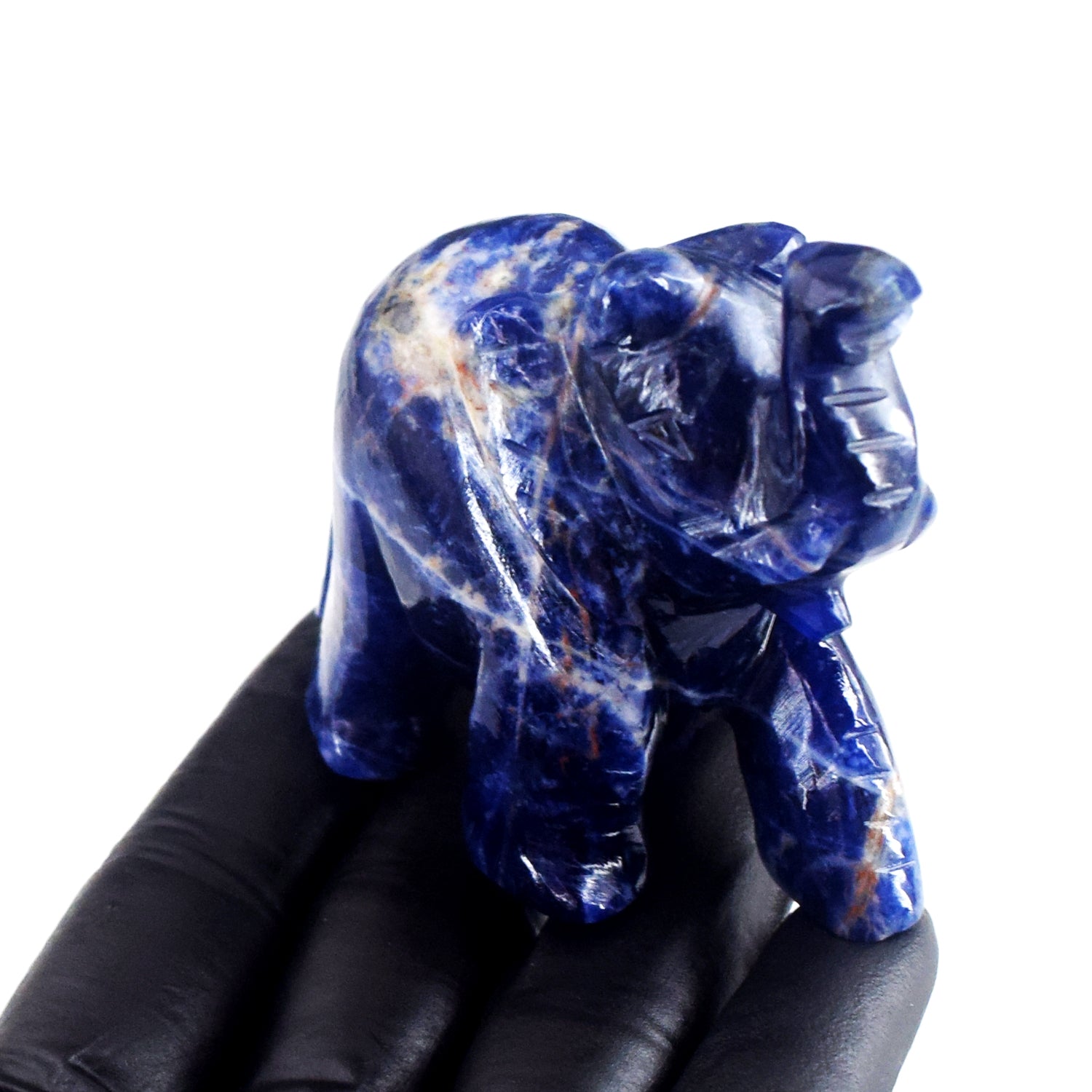 Finest Ever 498.00 Cts Genuine Sodalite Crystal Carved Premium Elephant