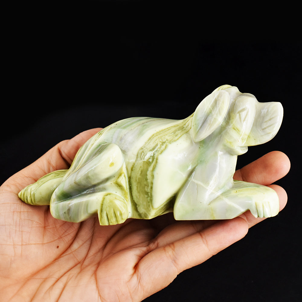 Amazing 1827.00 Carats  Genuine Serpentine  Hand Carved Crystal Gemstone Dog Carving