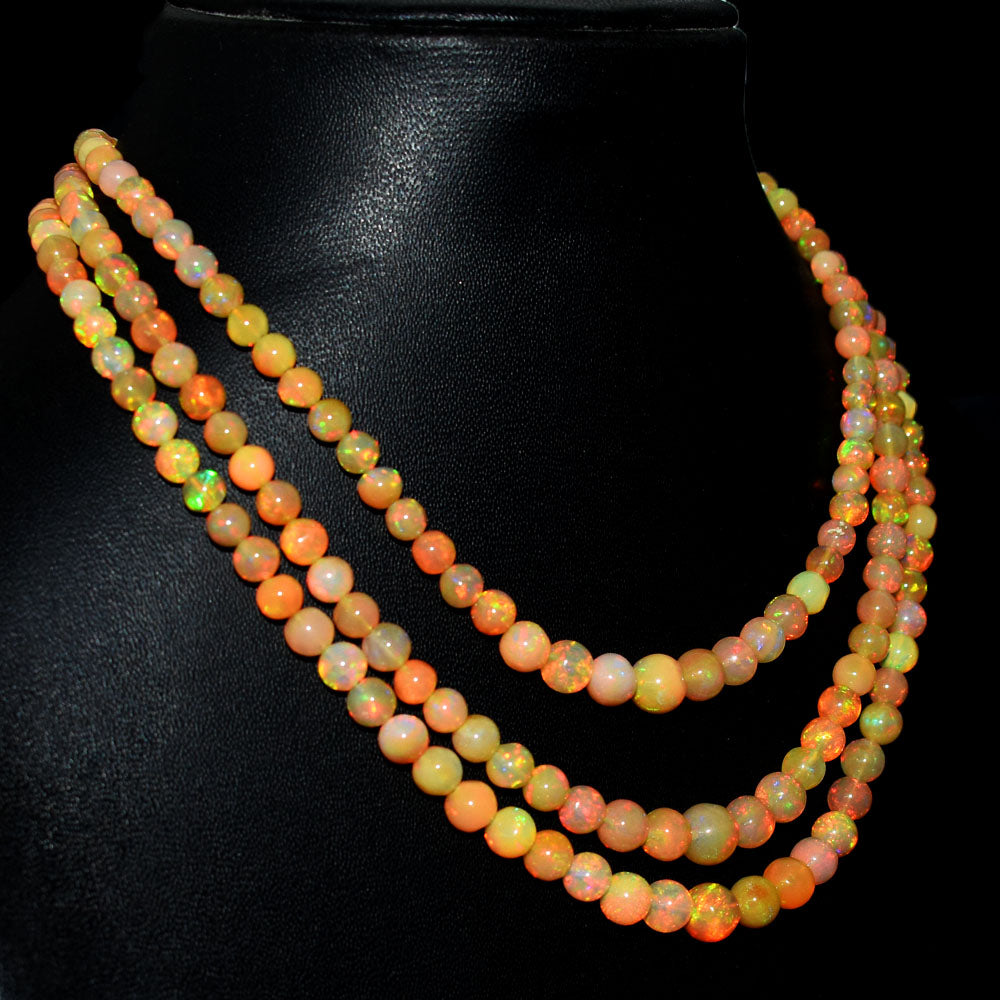 Mega Sale - 100% Dazzling 168.00 Cts Genuine Ethiopian Opal Beads Necklace