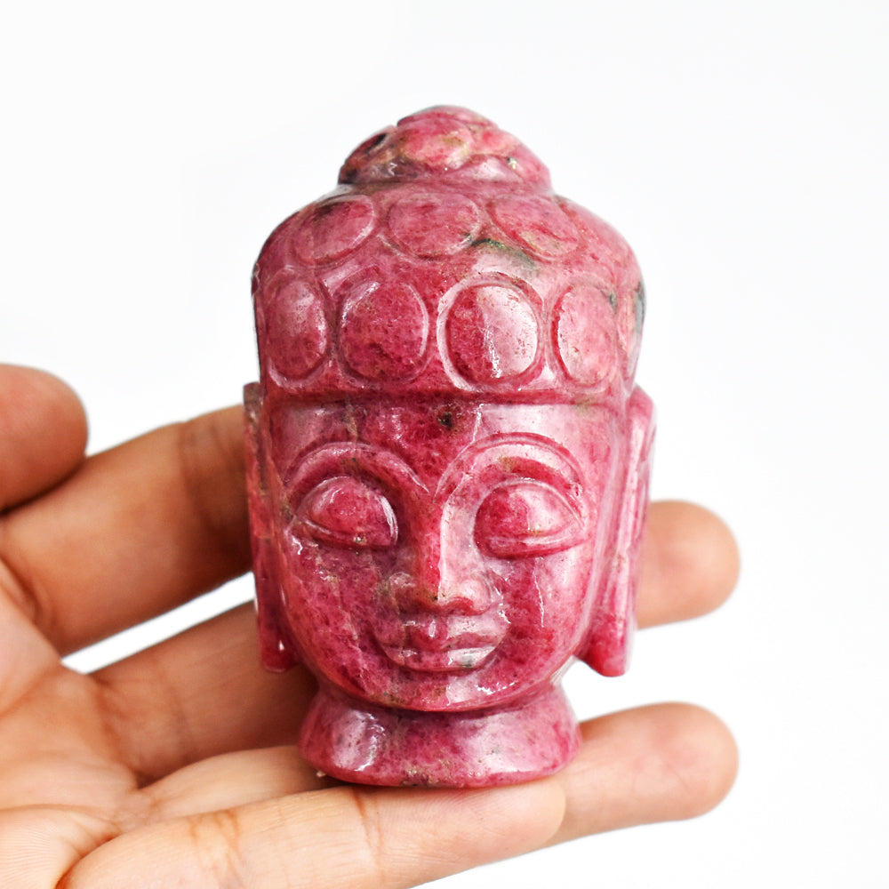 Artisian 1449.00 Cts Genuine Rhodonite  Hand Carved Crystal Gemstone Buddha Head Carving