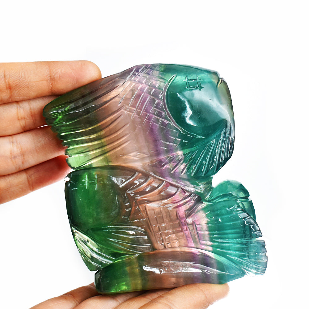 Amazing  3132.00  Carats  Genuine   Multicolor   Fluorite  Hand   Carved  Crystal  Gemstone   Carving  Fish