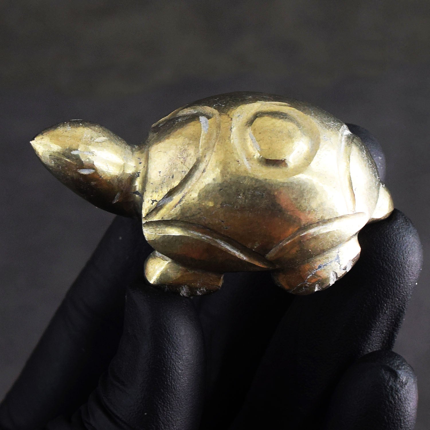 Fabulous 362.00 Cts Genuine Pyrite Gemstone Hand Carved Premium Turtle Crystal