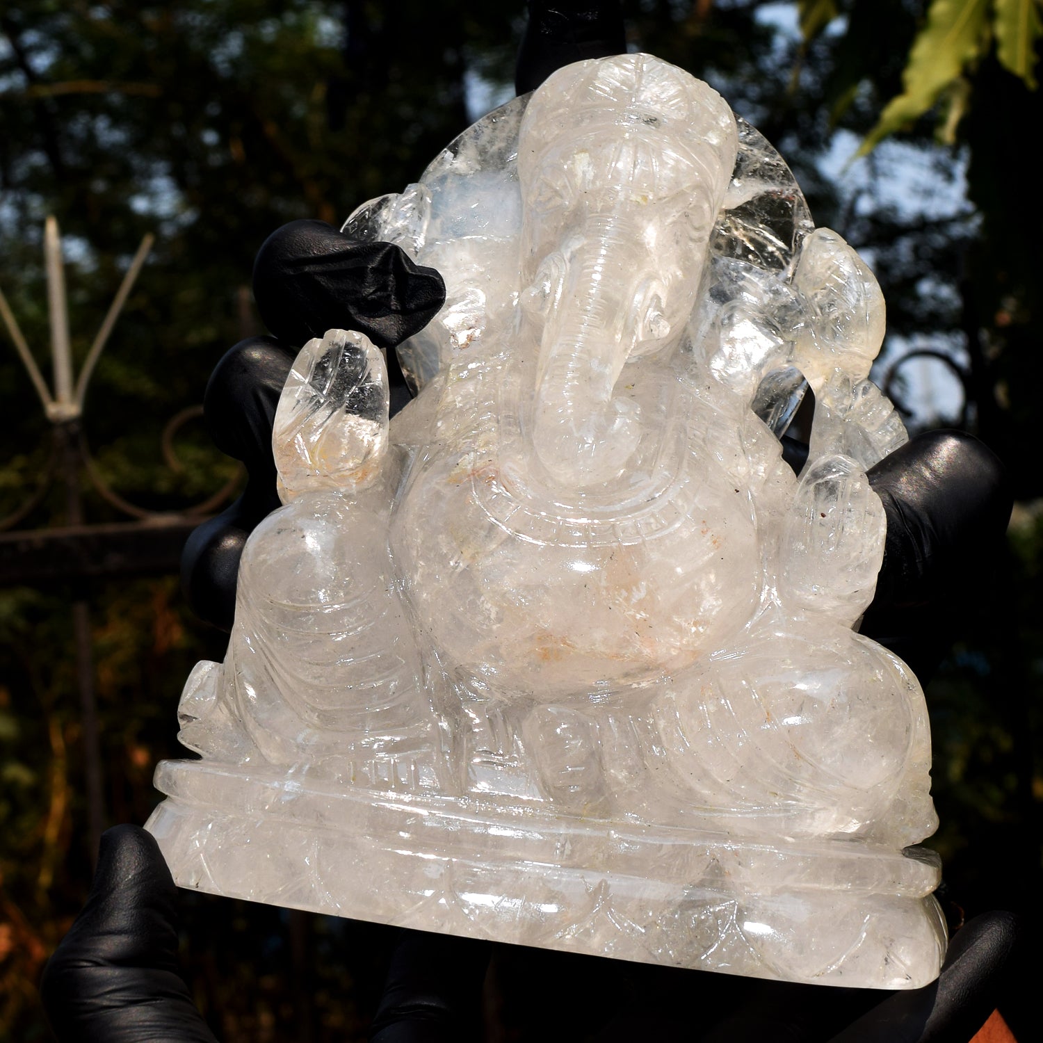 Stunning 9400.00 Cts Genuine White Quartz Hand Carved Gemstone Premium Ganesha Crystal