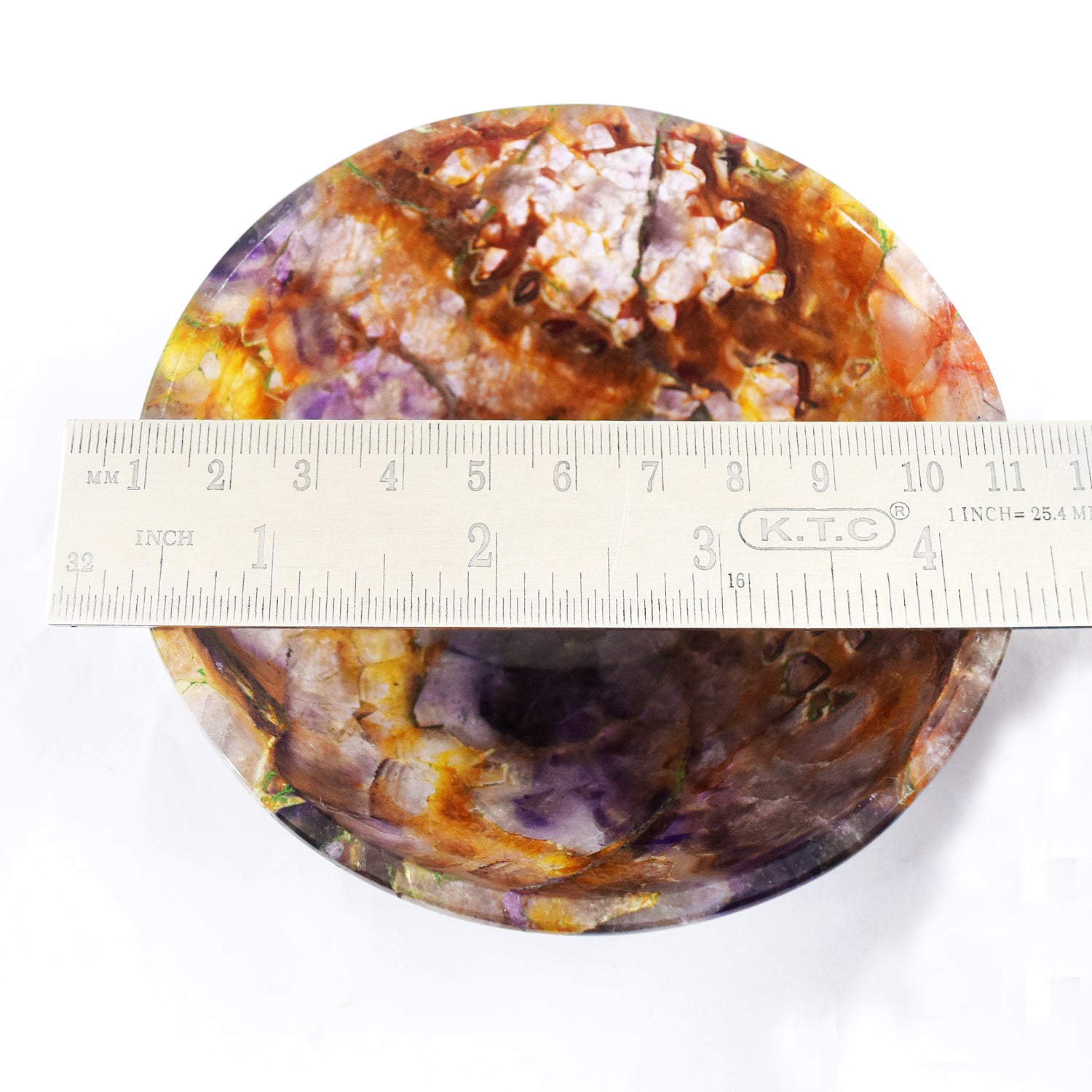 Craftsmen 750.00 Carats Genuine Chevron Amethyst Hand Carved Crystal Gemstone Carving Big Bowl