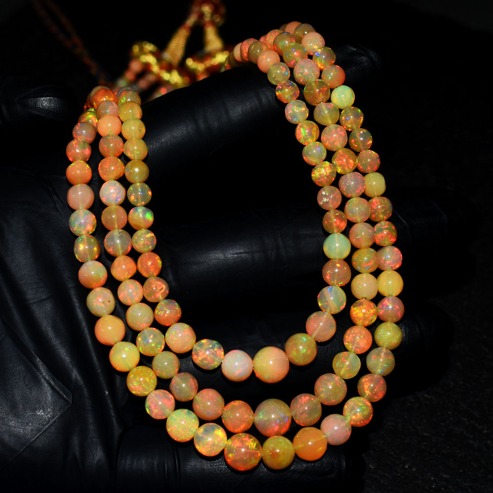Mega Sale - 100% Dazzling 168.00 Cts Genuine Ethiopian Opal Beads Necklace