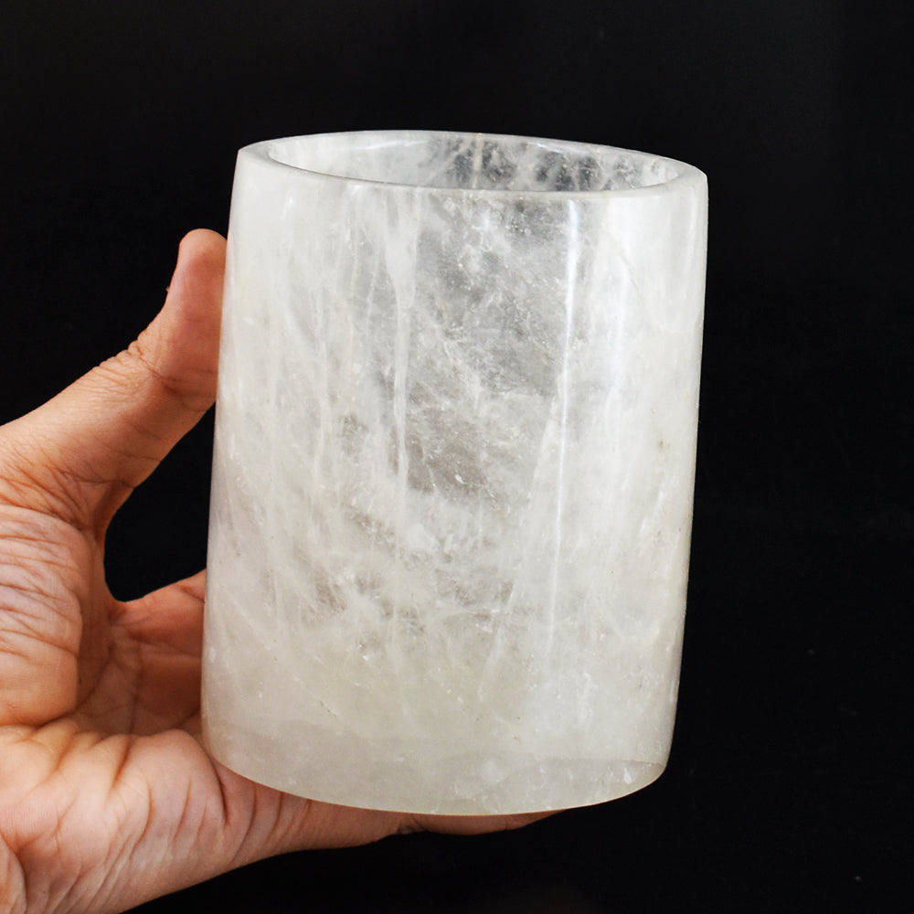 Artisian White Quartz 3621.00 Carats Genuine Hand Carved Crystal Gemstone Carving Glass