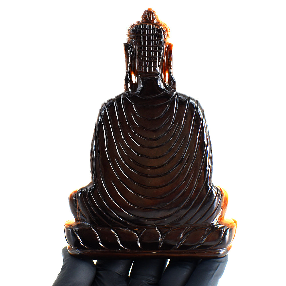 Alluring 1533.00 Cts Genuine Tiger Eye Hand Carved Premium Buddha Idol Statue