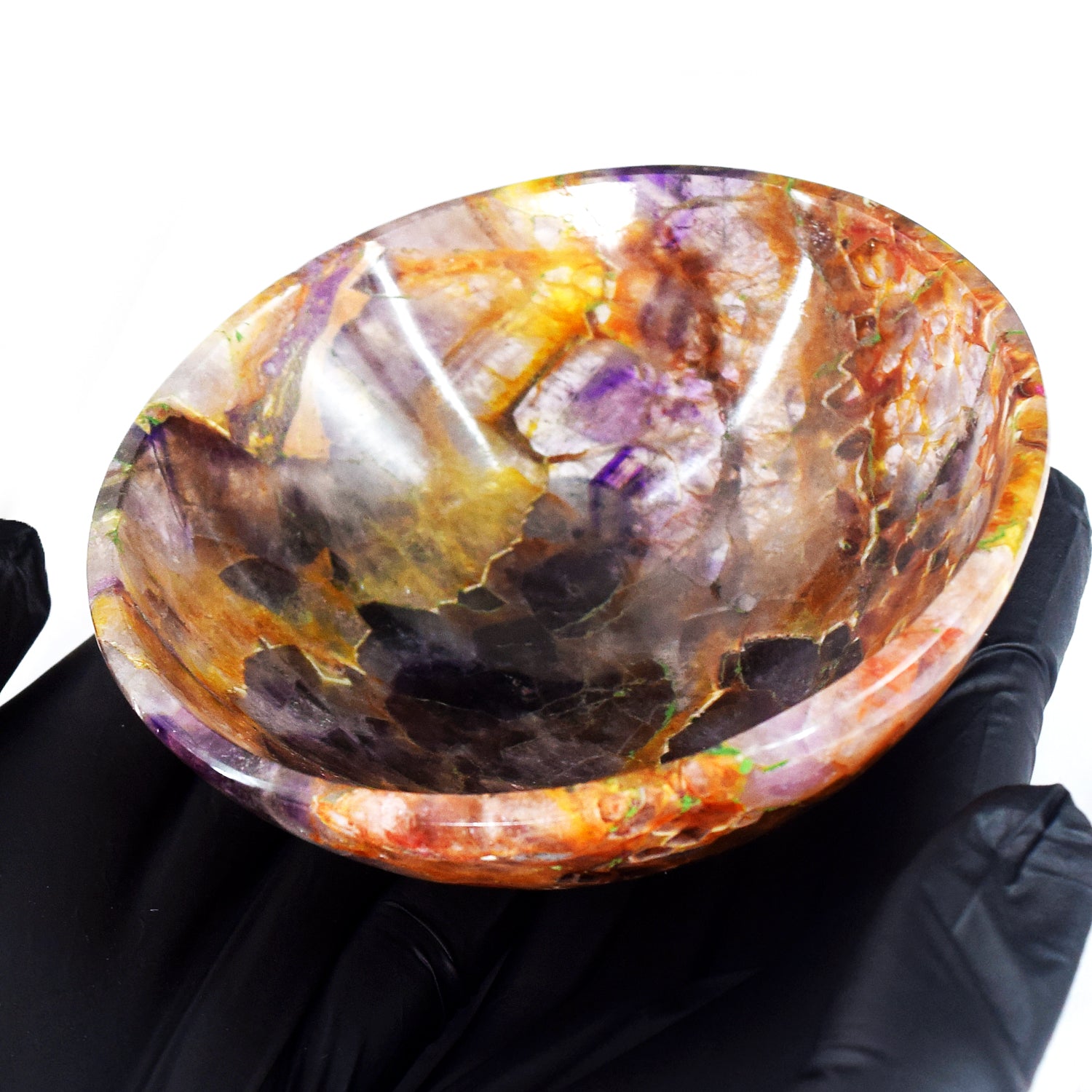 Craftsmen 750.00 Carats Genuine Chevron Amethyst Hand Carved Crystal Gemstone Carving Big Bowl