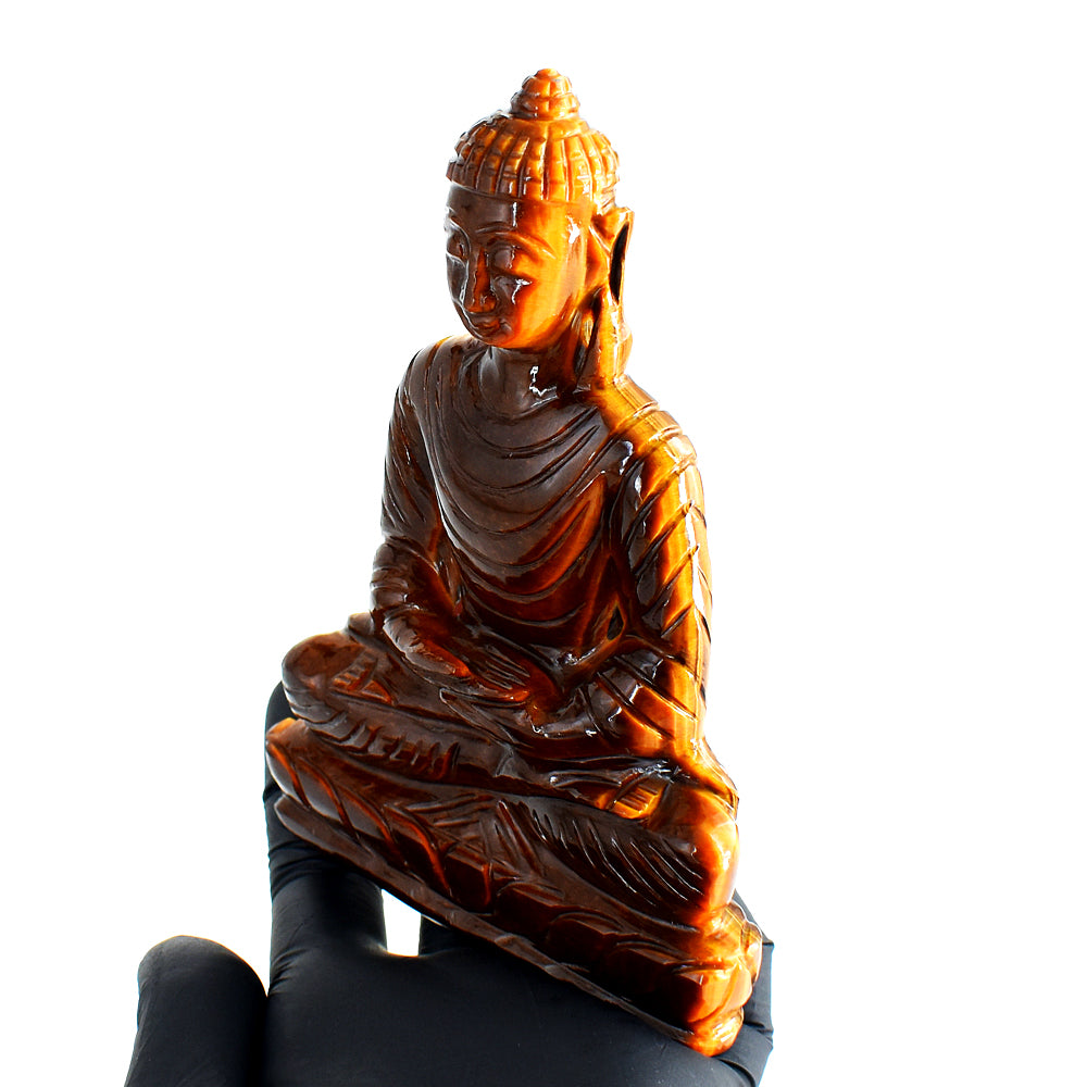 Alluring 1533.00 Cts Genuine Tiger Eye Hand Carved Premium Buddha Idol Statue
